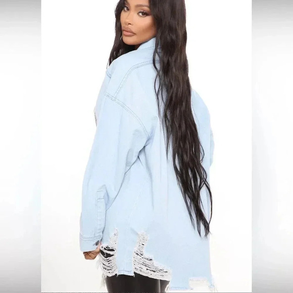 Never Fray Never Distressed Denim Shirt - Light Wash - Picture 4 of 12